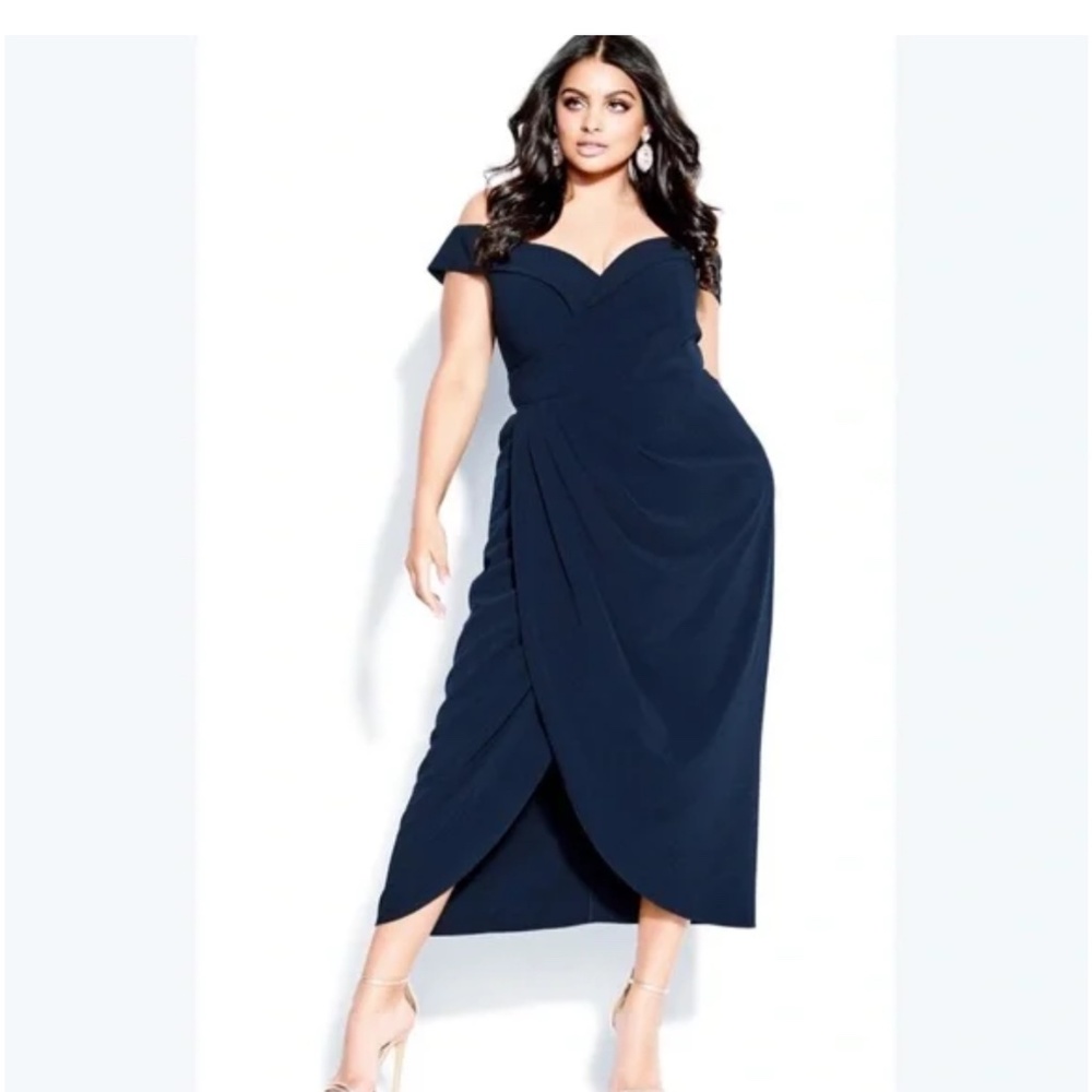City Chic Ripple Love Formal Dress 20 Dark Navy